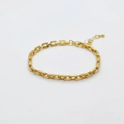 Pulsera Eslabones Rectangulares Dorados con Brillos - Vista 1