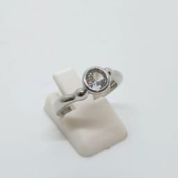Anillo Bisel Solitario Plateado - Vista 2