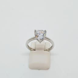 Anillo Solitario Corazón Gde Plateado - Vista 2