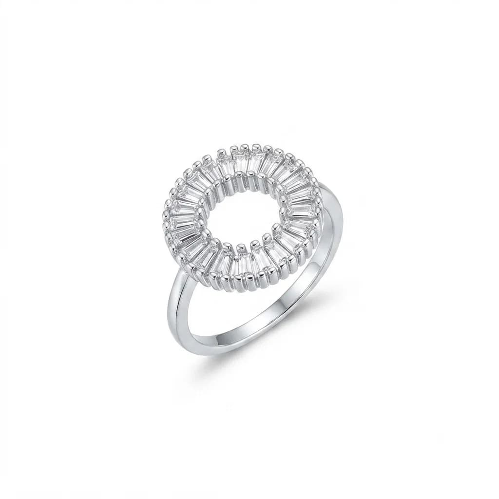 Anillo Aro Baguette Plateado - B.F. ADAMS Bisutería Fina