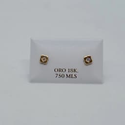 Zarcillos Abridores Cuadro Flor Destello 18K - Vista 1