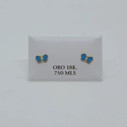Zarcillos Abridores Mariposa Turquesa 18K - Vista 1