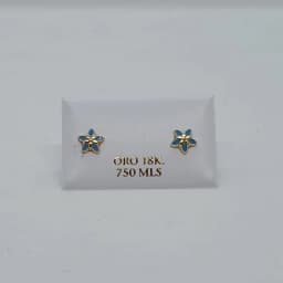Zarcillos Abridores Rosca Estrella Azul 18K - Vista 1