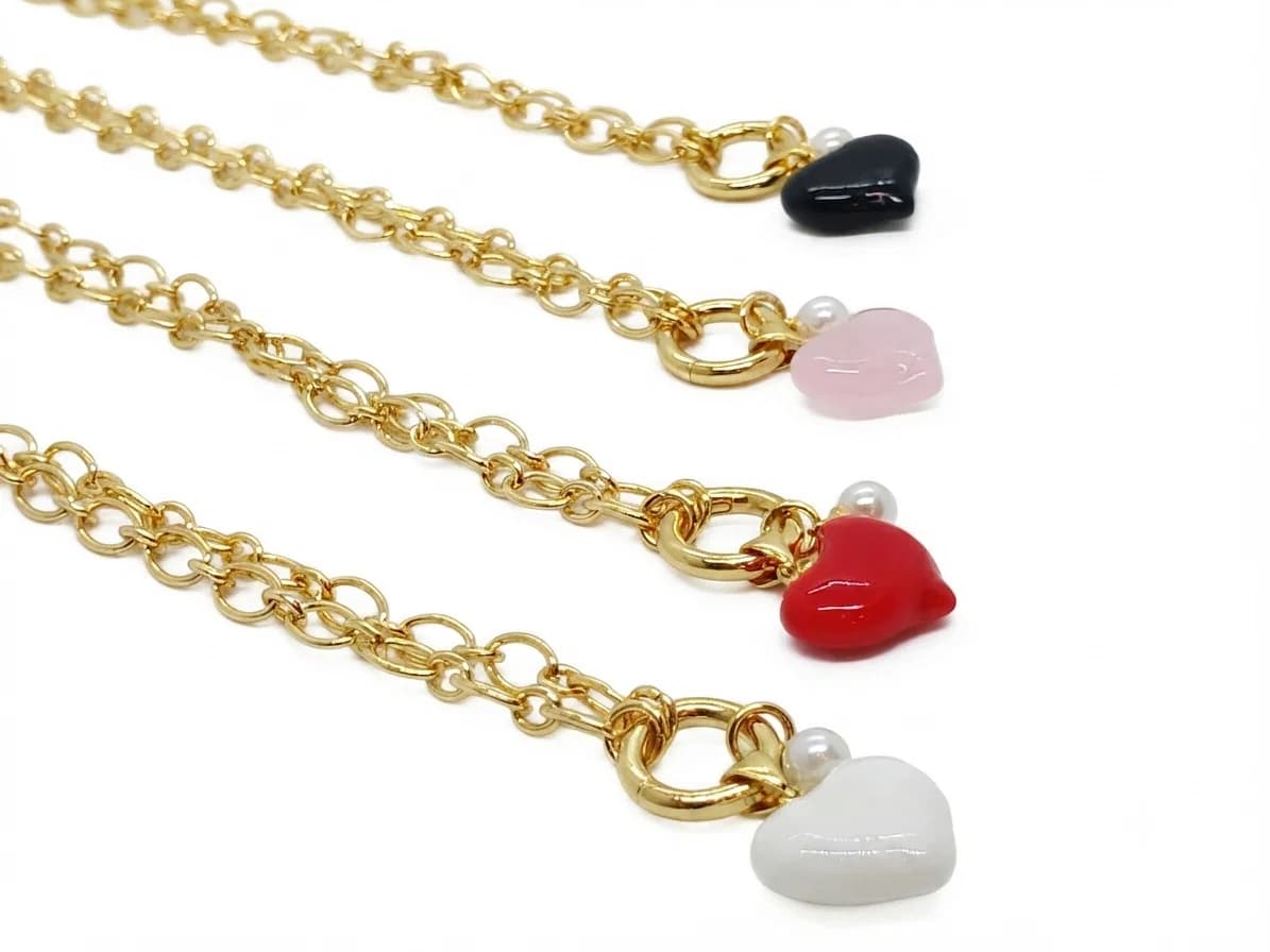 Collar Eslabones Corazon de Perla - Collares - B.F. ADAMS Bisutería Fina