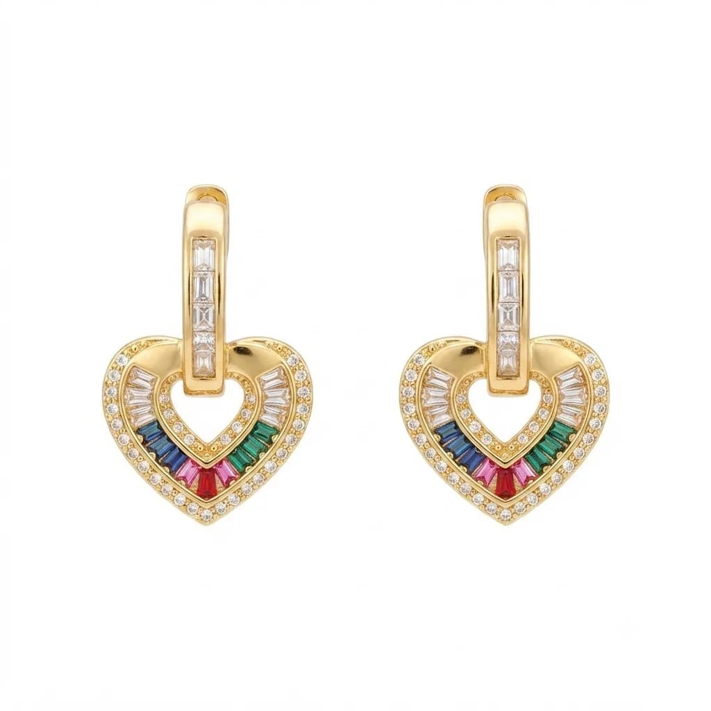Argollas Charms Corazón Multicolor - Argollas - B.F. ADAMS Bisutería Fina