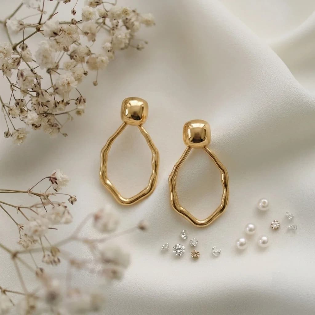 Zarcillos Hexagon Gold - B.F. ADAMS Bisutería Fina