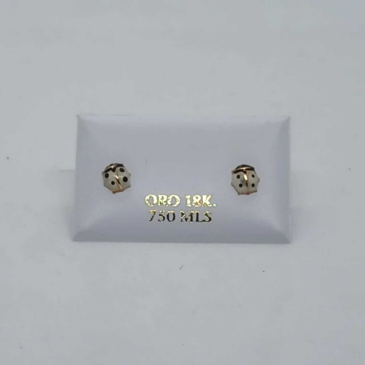 Zarcillos Abridores Mariquita Blanca 18K - Zarcillos - B.F. ADAMS Bisutería Fina