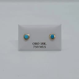 Zarcillos Abridores Corazón Turquesa 18K - Vista 1