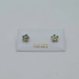 Zarcillos Abridores Flor de Turquesa 18K - Vista 1