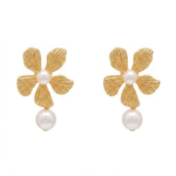 Zarcillos Flor Perla Colgante - Vista 1