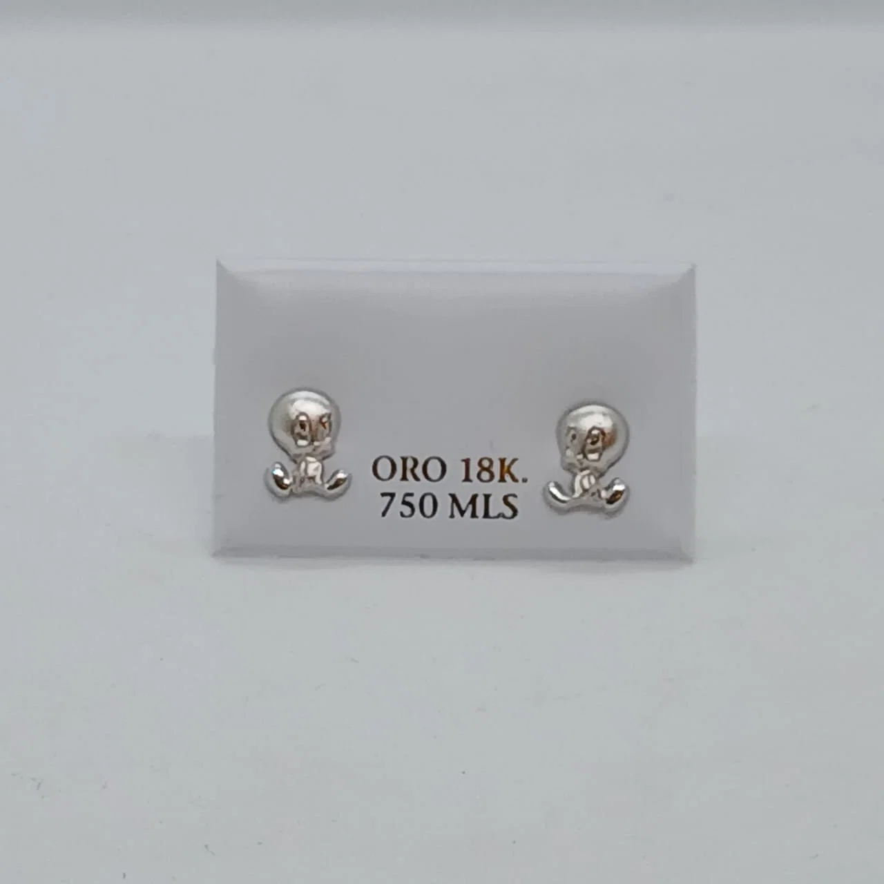 Zarcillos Oro Blanco 18K Piolin  - B.F. ADAMS Bisutería Fina