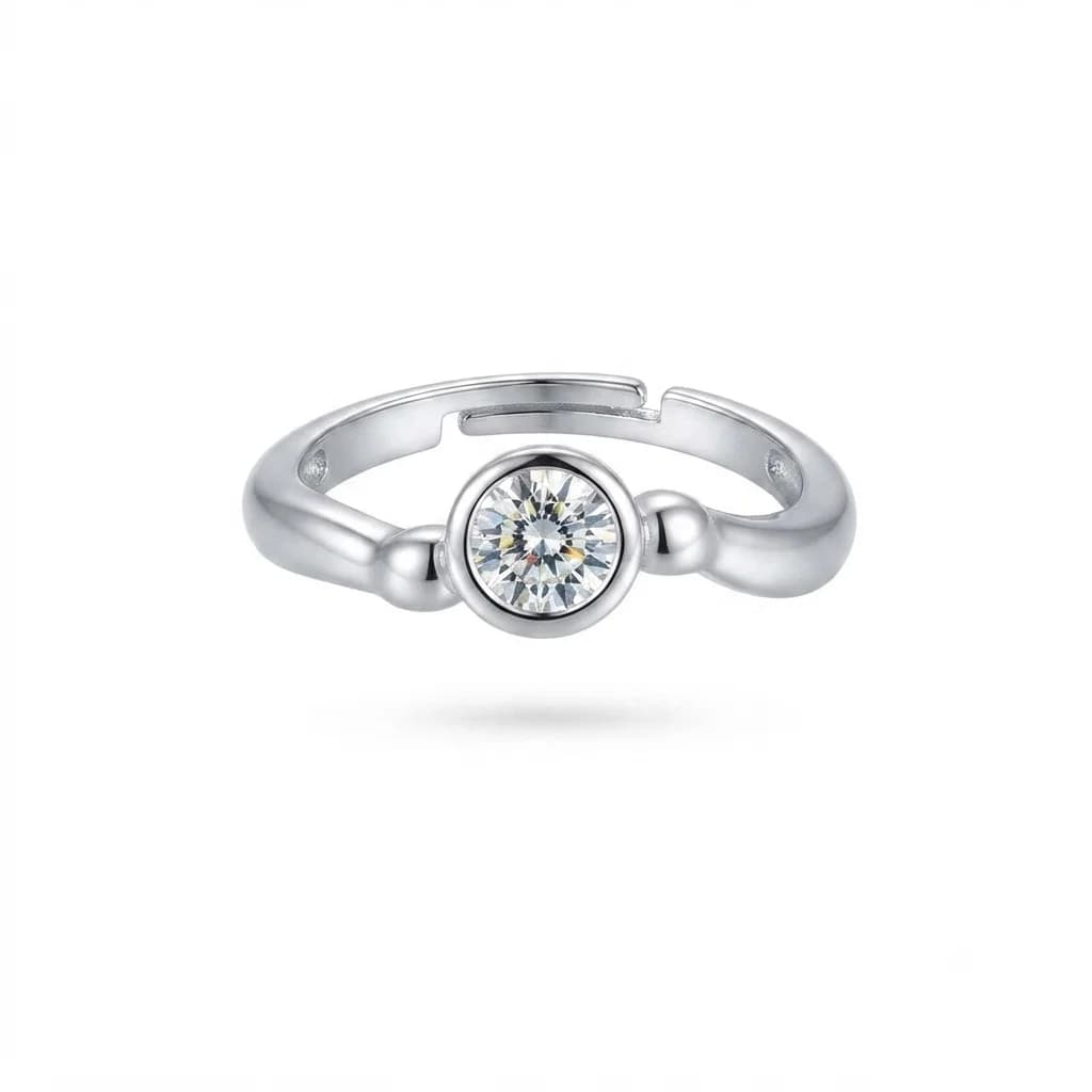 Anillo Bisel Solitario Plateado - Anillos - B.F. ADAMS Bisutería Fina