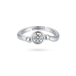 Anillo Bisel Solitario Plateado - Vista 1