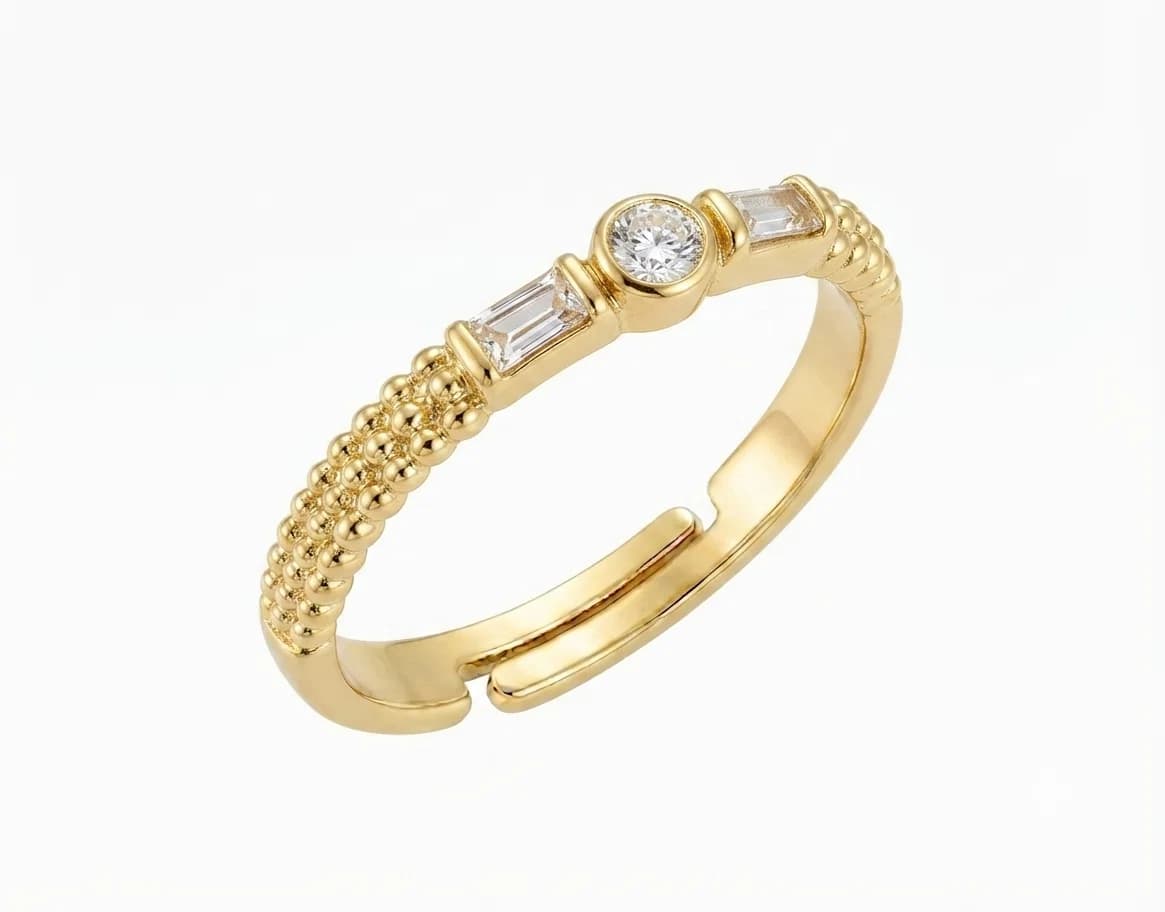 Anillo Textura y Baguettes - B.F. ADAMS Bisutería Fina