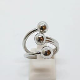 Anillo Triple Esfera Plateado - Vista 2