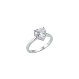 Anillo Solitario Corazón Gde Plateado - Vista 1