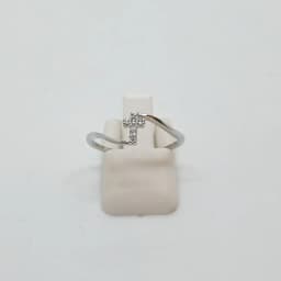 Anillo Cruz Chevron Plateado - Vista 2