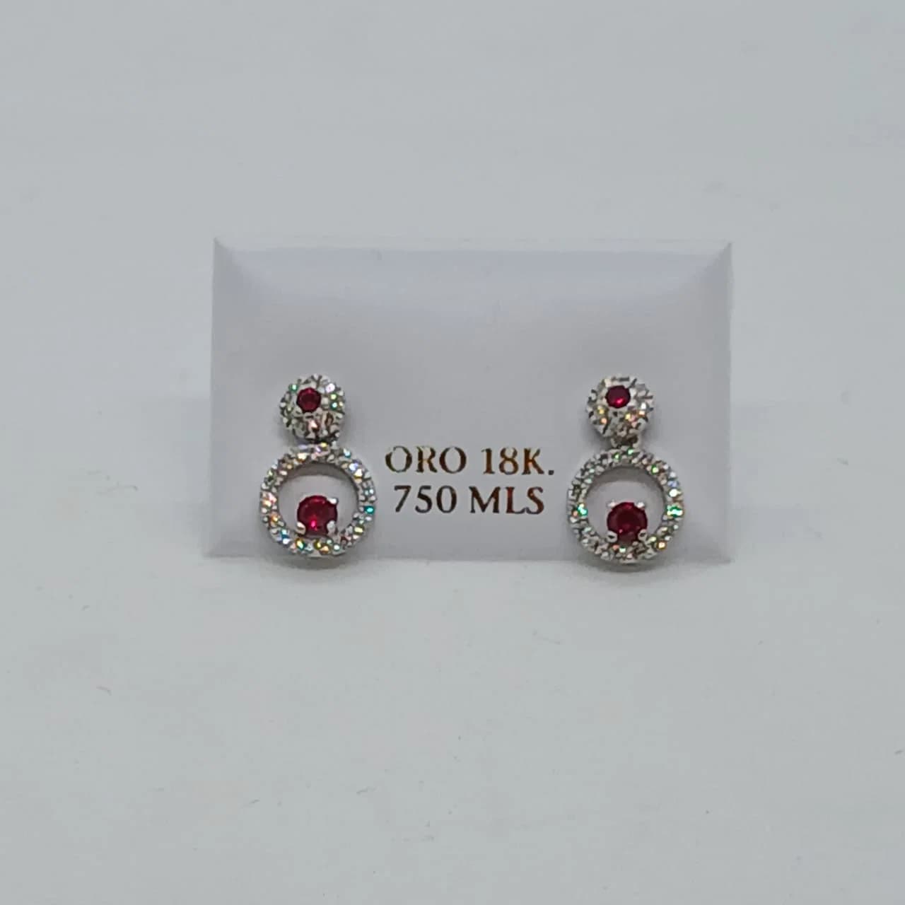 Zarcillos Aro Rubí Oro Blanco 18K - B.F. ADAMS Bisutería Fina
