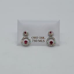 Zarcillos Aro Rubí Oro Blanco 18K - Vista 1