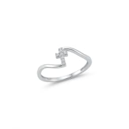Anillo Cruz Chevron Plateado - Vista 1