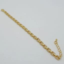 Pulsera Eslabones Rectangulares Dorados con Brillos - Vista 2
